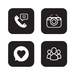 Web Icons Set with Glossy Black Design for Internet and Business
