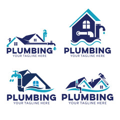 House plumbing logo design template. Suitable for house plumbing and maintenance business.