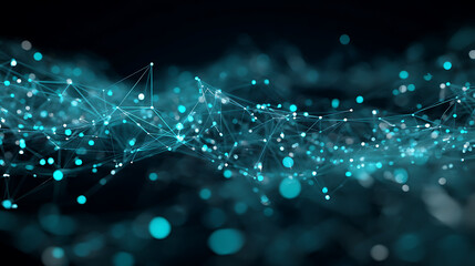 Futuristic networking with glowing interconnected nodes, illustrating modern technology, science, and innovation concepts for data, connectivity, and progress