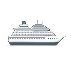 Obraz premium Cartoon Cruise Ship Illustration: Ocean Liner Travel Icon