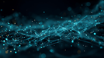 Obraz premium Dynamic abstract digital network of glowing nodes and lines, representing data flow and futuristic connections, perfect for tech concepts.