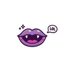 Obraz premium Vampire lips lol cartoon speech bubble sparkle elements vector
