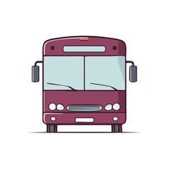 Front view of a modern maroon public transport bus with large windows