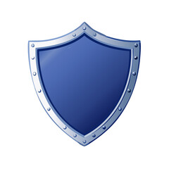 Blue Shield Illustration with Silver Rivets, Security and Defense Concept