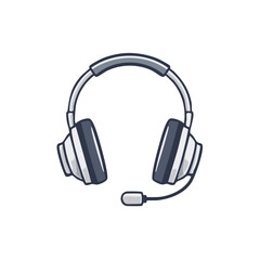 Fototapeta premium Cartoon-style illustration of modern headset with microphone, isolated