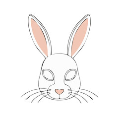 Obraz premium Minimalist bunny head illustration. Easter celebration design.