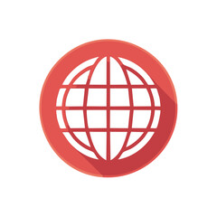 Red Globe Network Symbol World Wide Web International Connection Flat Icon Design