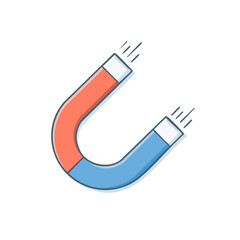 Horseshoe Magnet Icon with Magnetic Field Lines Science Physics