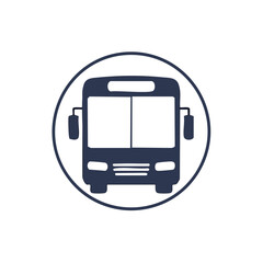 Transportation Logo Graphic Bus Inside of a Circle on White for Commercial Travel