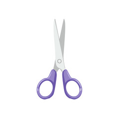 Illustration of purple scissors, sharp blades, and loops, simple tool