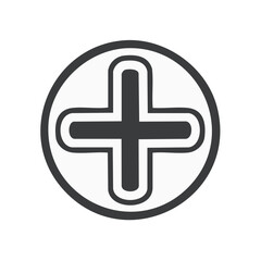 Obraz premium Modern black plus sign symbol with rounded edges in a circular frame vector graphic