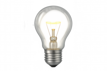 Light bulb shining brightly, symbolizing new idea, creative solution, energy, and innovation on transparent background