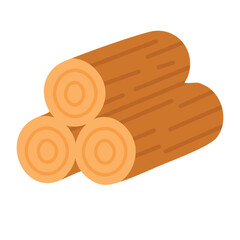 Wooden logs for fireplace or campfire, simple flat vector illustration on white background.