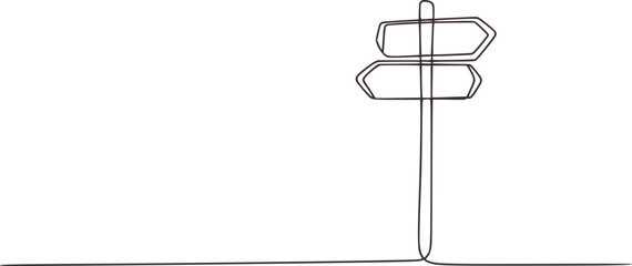 Directional signpost with two blank arrows blank signs minimalist