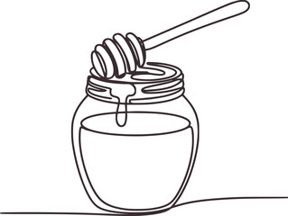 Jar with honey dipper dripping sweet liquid honey jar dripping honey