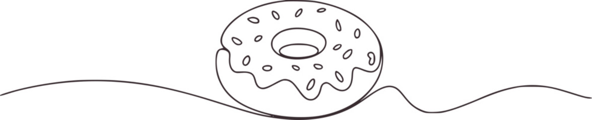 Obraz premium Minimalist line drawing of a glazed donut with sprinkles line art