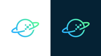 Digital Planet Orbit space technology logo design