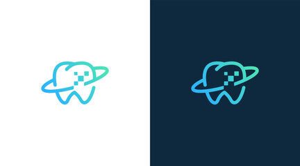 Dental Space Technology Pixel Logo design 