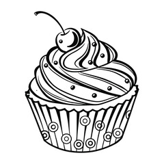 Delightful Cupcake In Monochrome Style