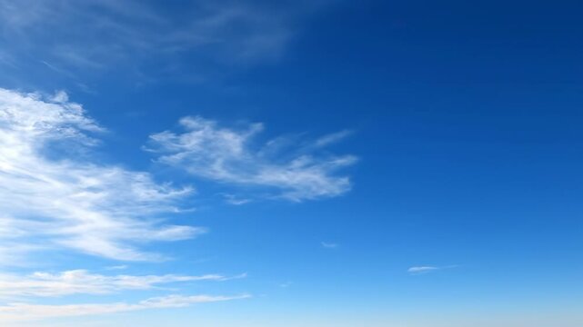 Mesmerizing abstract patterns created by wispy clouds drifting slowly across a clear blue sky, evoking a sense of calm and infinity ethereal, abstract, motion