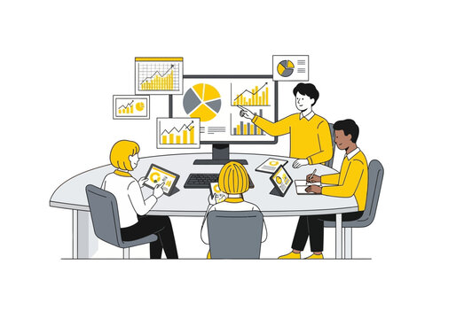 Team meeting illustration collaboration concept brainstorming