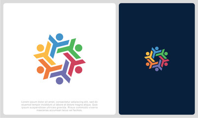 Abstract people colorful logo icon design minimal style illustration. community logo icon vector isolated.	
