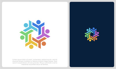 Abstract people colorful logo icon design minimal style illustration. community logo icon vector isolated.	
