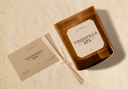 Candle Label Mockup With Spa Product