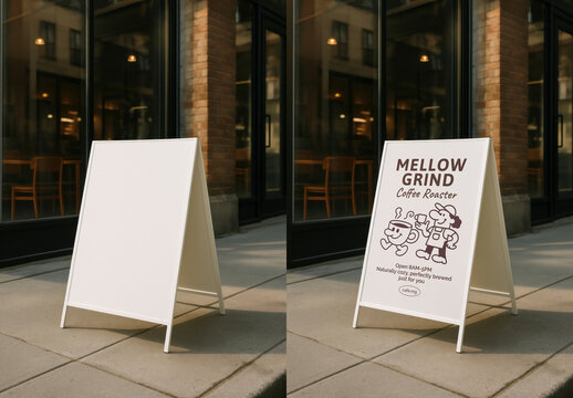 Charming Cafe Sidewalk Sign Mockup With Generative AI