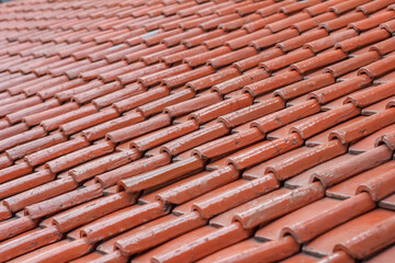 the roof of house made with rooftile.brown clay tile texture, rooftile texture