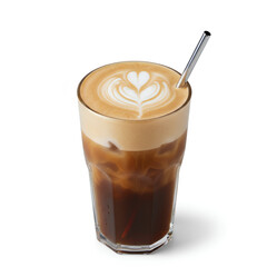 A cup of iced cappuccino coffee.