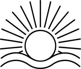 minimalist sun outline icon thin rays.
