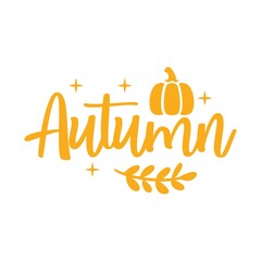 Fototapeta premium Autumn fall typography clip art design on plain white transparent isolated background for card, shirt, hoodie, sweatshirt, apparel, tag, mug, icon, poster or badge