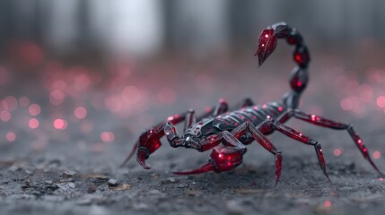 Futuristic scorpion on a scorched landscape