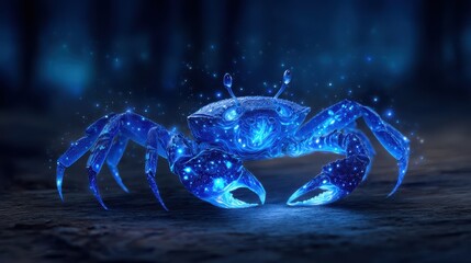 Glowing crab in a dark forest