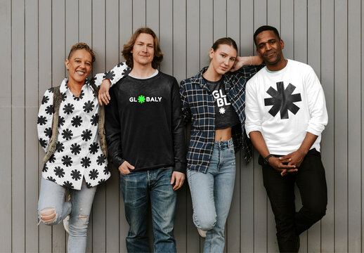 Diversity Group Wearing Casual Apparel Mockup