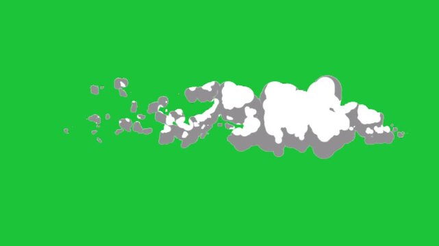 Cartoon dust cloud burst animation on green screen. Perfect for impacts, explosions, and motion graphics