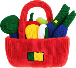 A basket of vegetables filled with the texture of inflated yarn