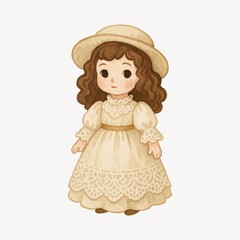 Fototapeta premium Vintage doll illustration in lace.