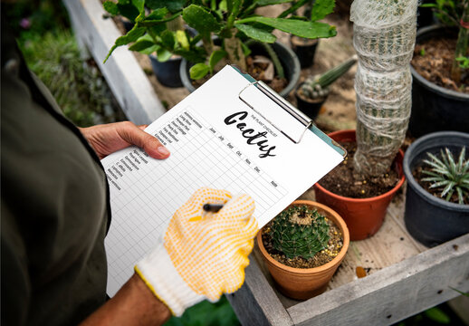 Gardener Writing Paper Board Mockup