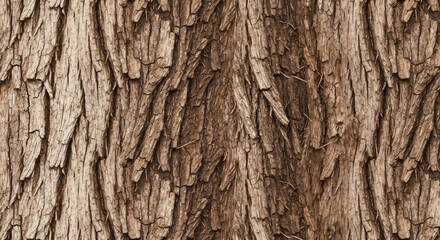 Obraz premium Closeup of rough tree bark Vertical lines and ridges dominate Brown and tan colors