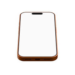 Realistic smartphone mockup with orange frame and black smartphones isolated on transparent background with device screen frame.