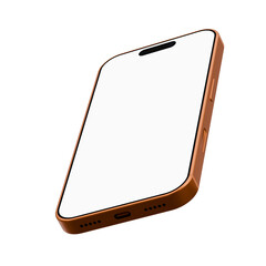 Realistic smartphone mockup with orange frame. Mobile phone display, device screen frame and black smartphones isolated on transparent background