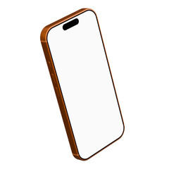 Realistic smartphone mockup with orange frame, device screen frame and black smartphones on transparent background isolated.