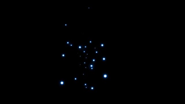 White smoke puffs with glowing blue particles erupt on a black background. Stylized, energetic explosion effect