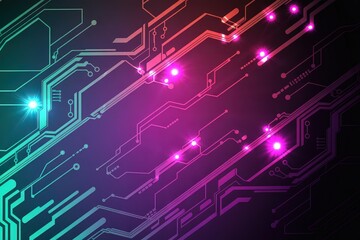 Futuristic Circuit Board Split with Neon Contrast