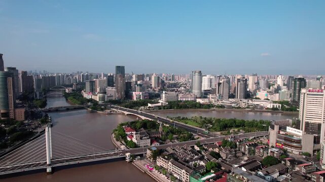 Aerial view of Ningbo city architecture, China