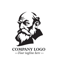 Obraz premium Classic Old Man Logo Symbol in Black on White Background with Vintage and Minimalist Design