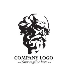 Fototapeta premium Classic Old Man Logo Symbol in Black on White Background with Vintage and Minimalist Design