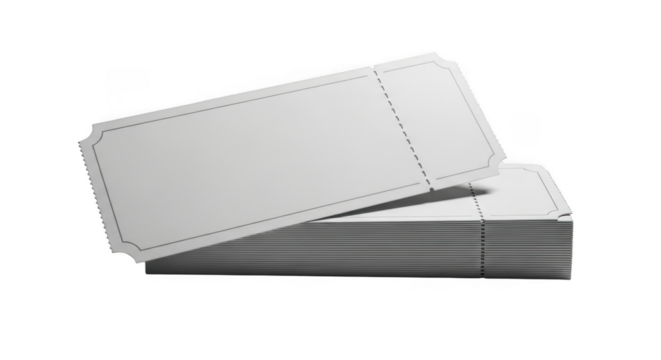 Stack of blank gray index cards with stitching detail isolated on transparent background